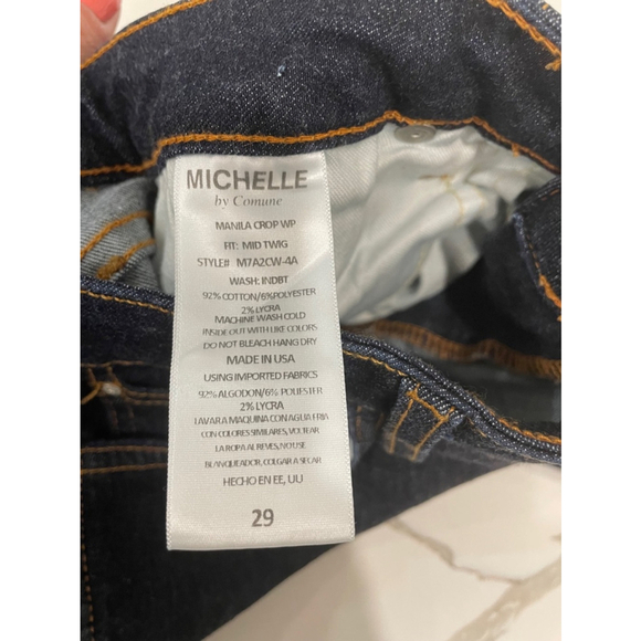 Michelle by Comune Mid-Twig Mind Rise Skinny Dark Wash Jeans leg slits Size 29 - Picture 12 of 13